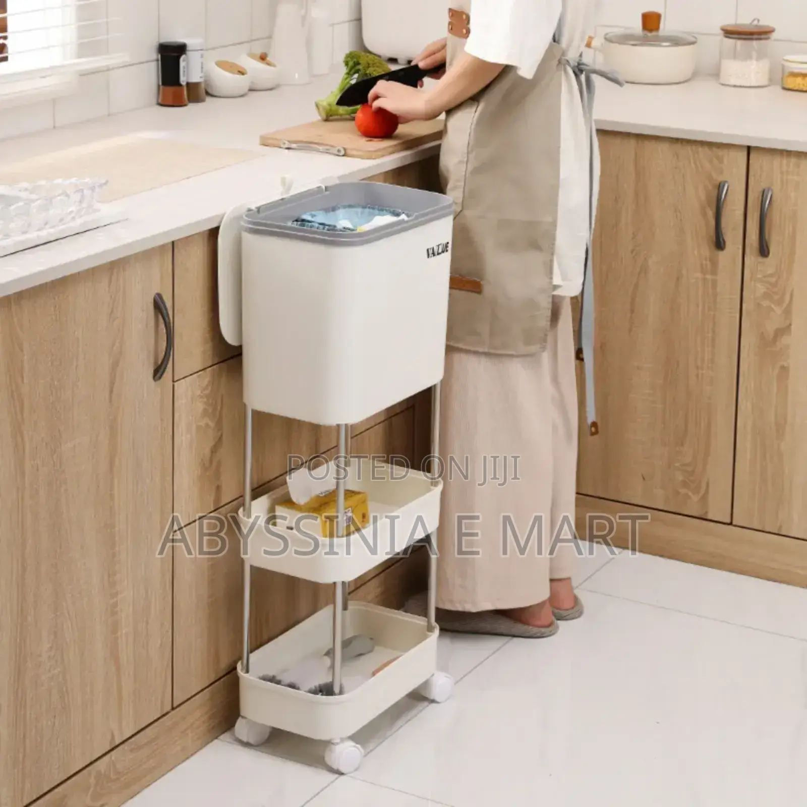 3-Layer Kitchen Storack and Trash Can