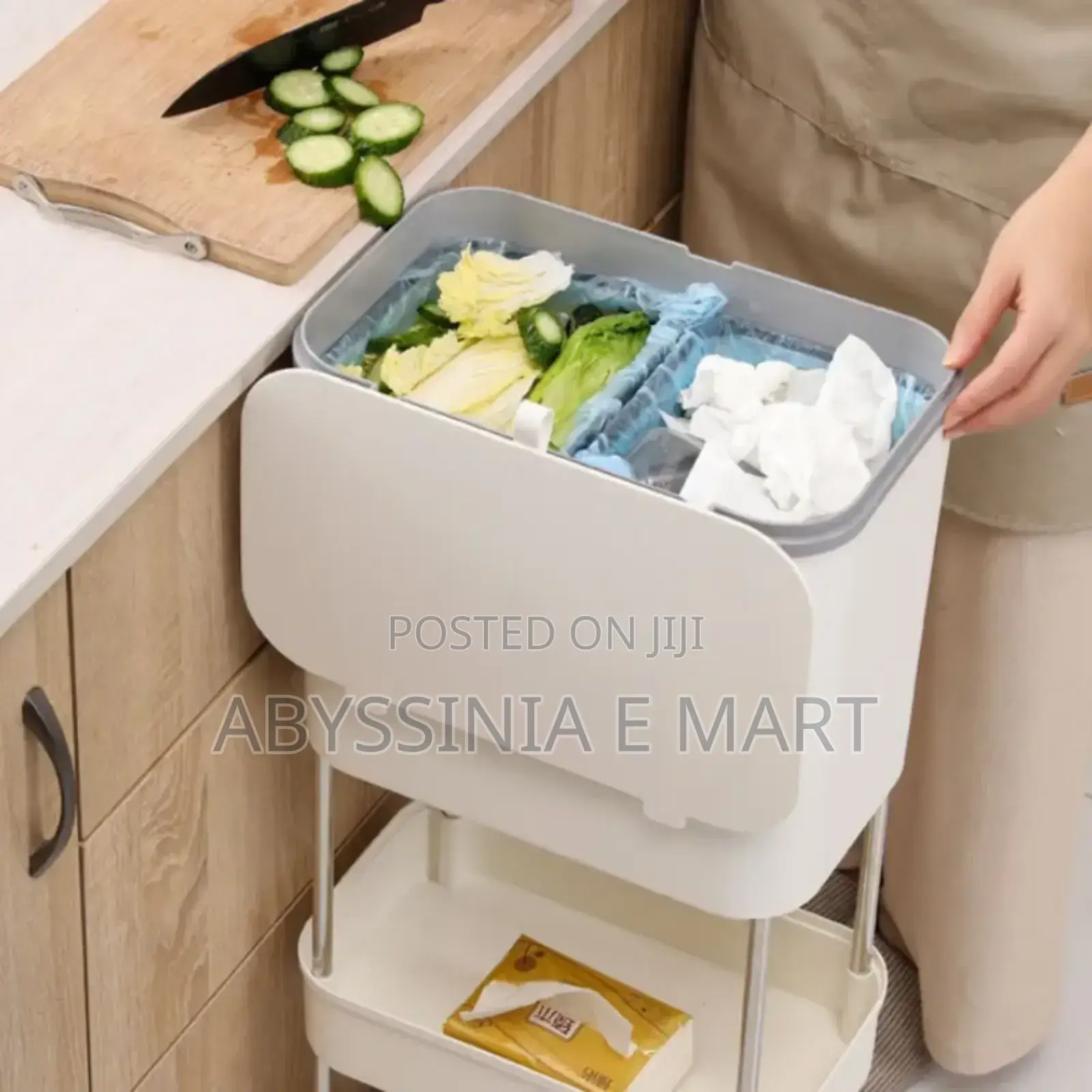 3-Layer Kitchen Storack and Trash Can