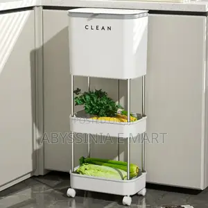 3-Layer Kitchen Storack and Trash Can