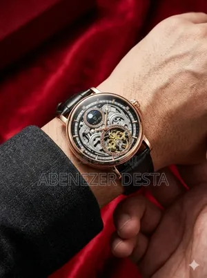 Tevise Men's Moonwalker Automatic Mechanical Skeleton Watch.