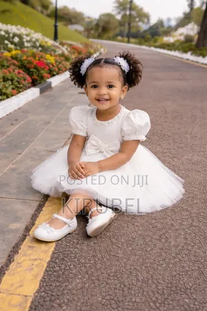 Elegant White Baby Girl Party Dress With Bow – Princess Tulle Dress