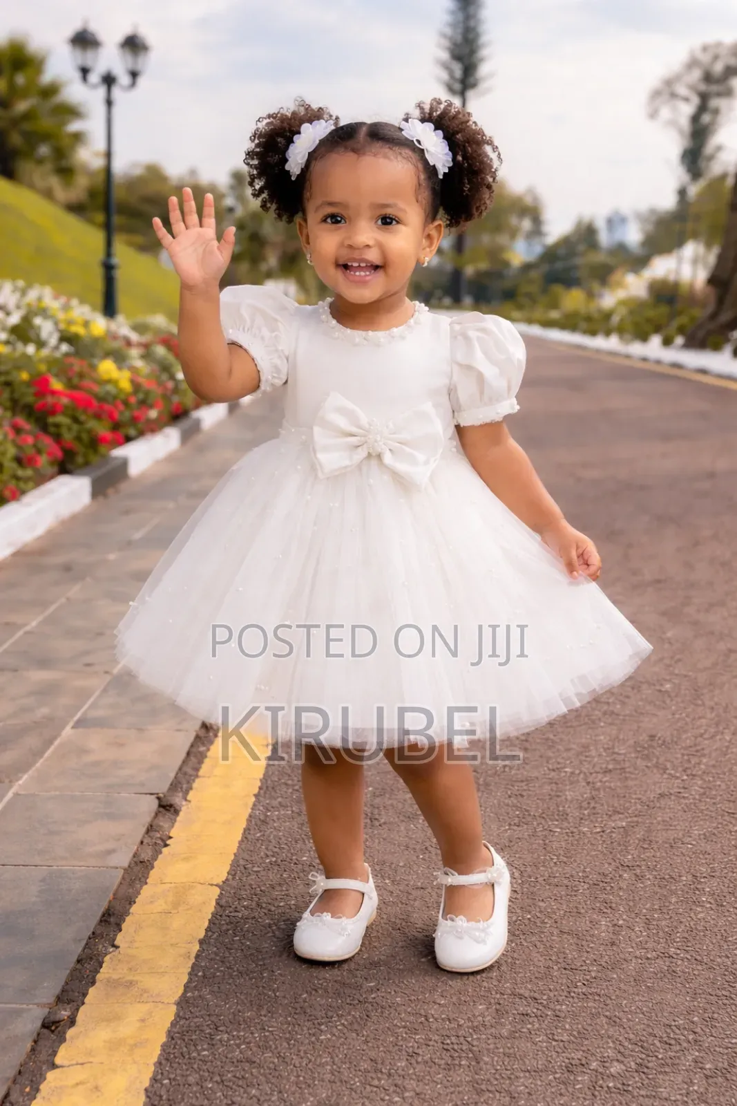 Elegant White Baby Girl Party Dress With Bow – Princess Tulle Dress