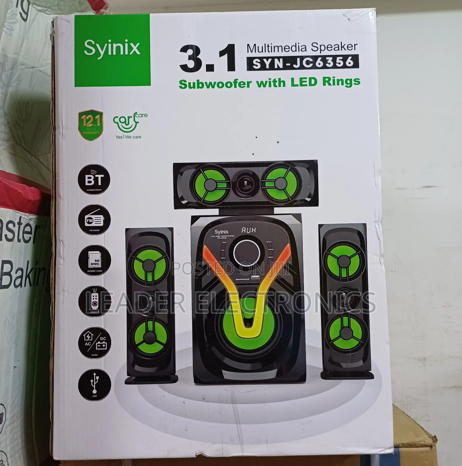 Syinix 3.1ch Multimedia Speaker Syn _ Jc6356 Subwoofer With Led Rings