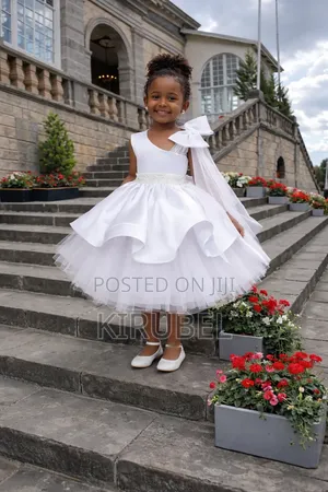 Elegant White Kids Dress With Bow Detail – Dyk Kids (Made to Order)