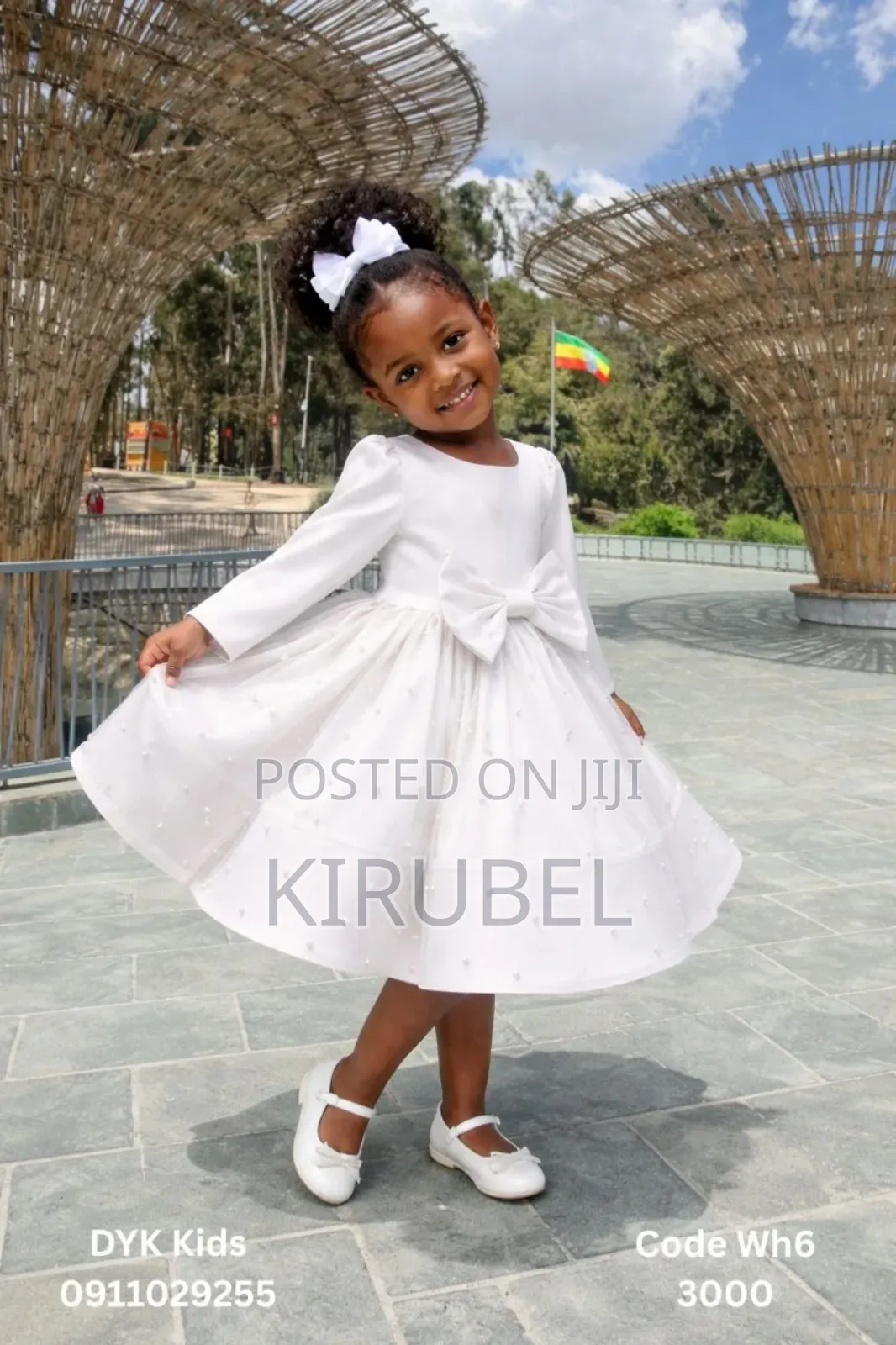 Elegant White Girls Party Dress With Pearl Details Big Bow