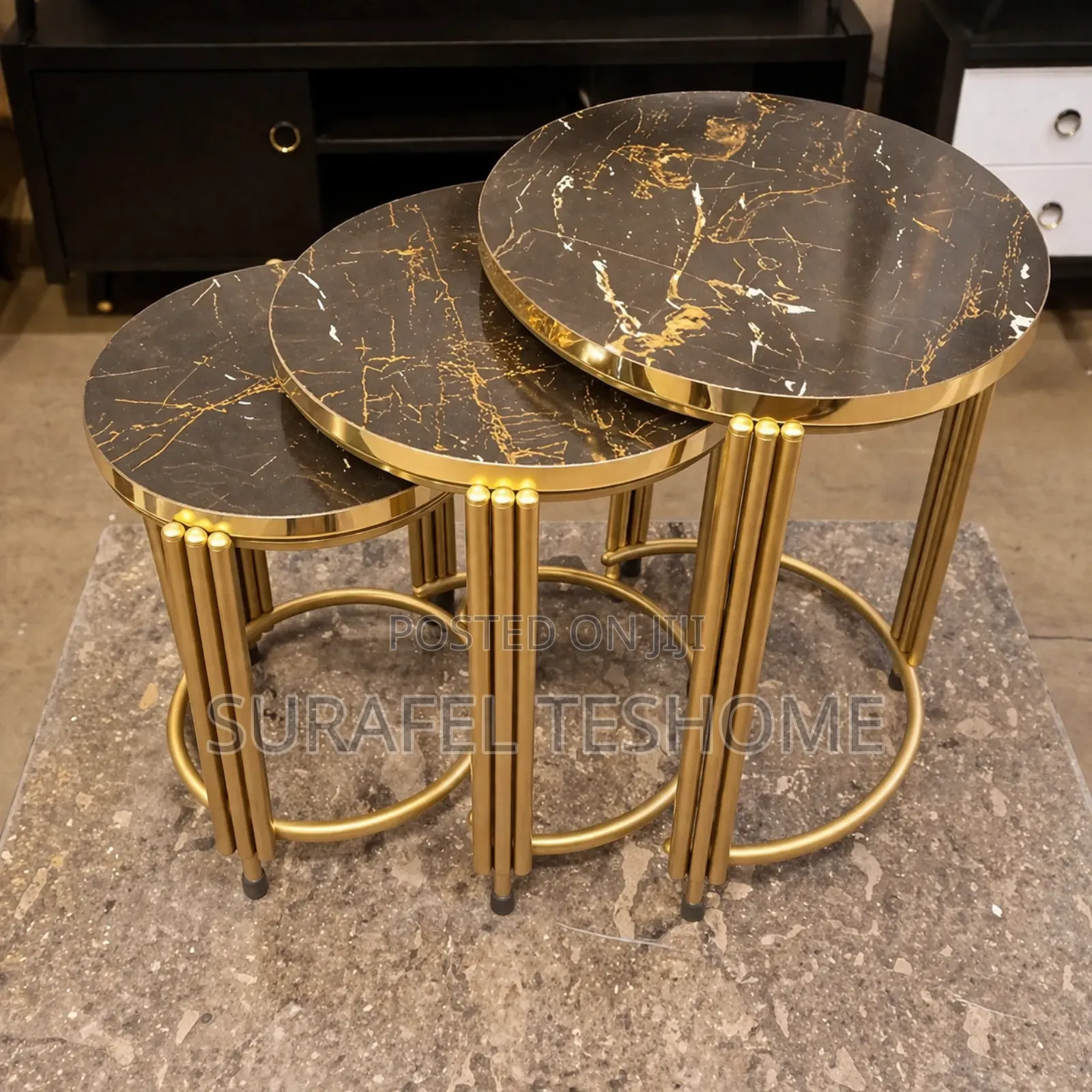 የተለዩ ኮፊ ቴብሎች - 3 Set Coffee Tables - ኢፖክሲ ጠረጴዛዎች