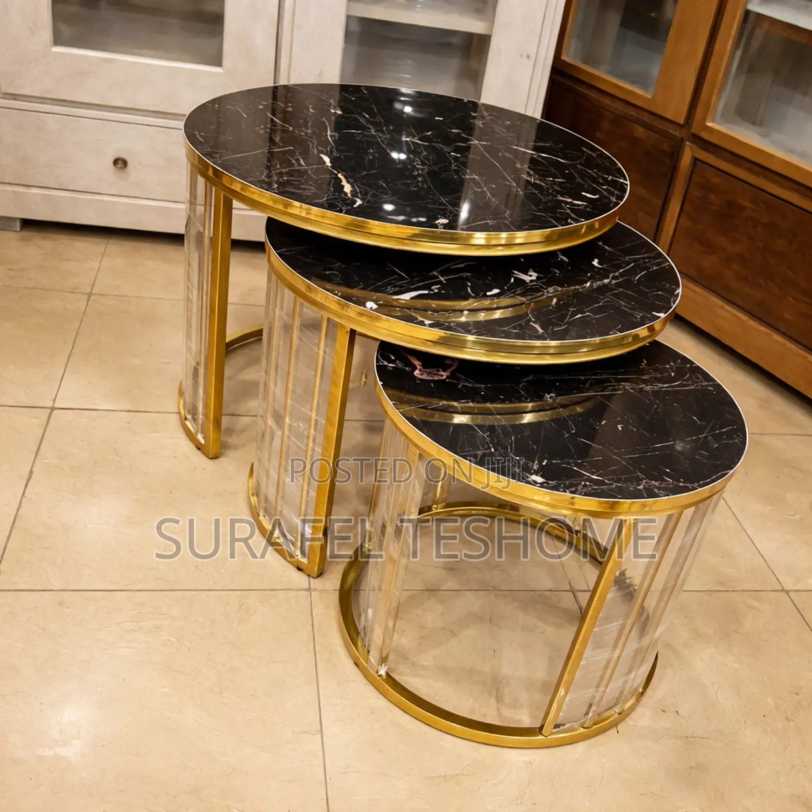 የተለዩ ኮፊ ቴብሎች - 3 Set Coffee Tables - ኢፖክሲ ጠረጴዛዎች