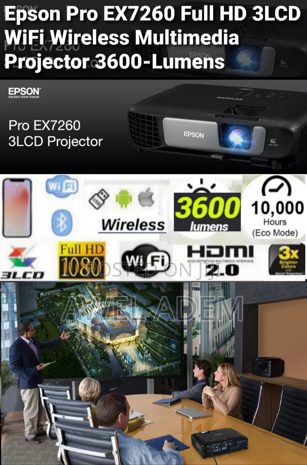 Epson Pro Ex7260 Full Hd 3lcd Wifi Wireless Multimedia Projector