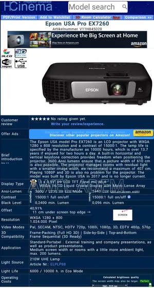 Epson Pro Ex7260 Full Hd 3lcd Wifi Wireless Multimedia Projector