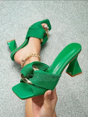 Stylish Green Knot Block Heels