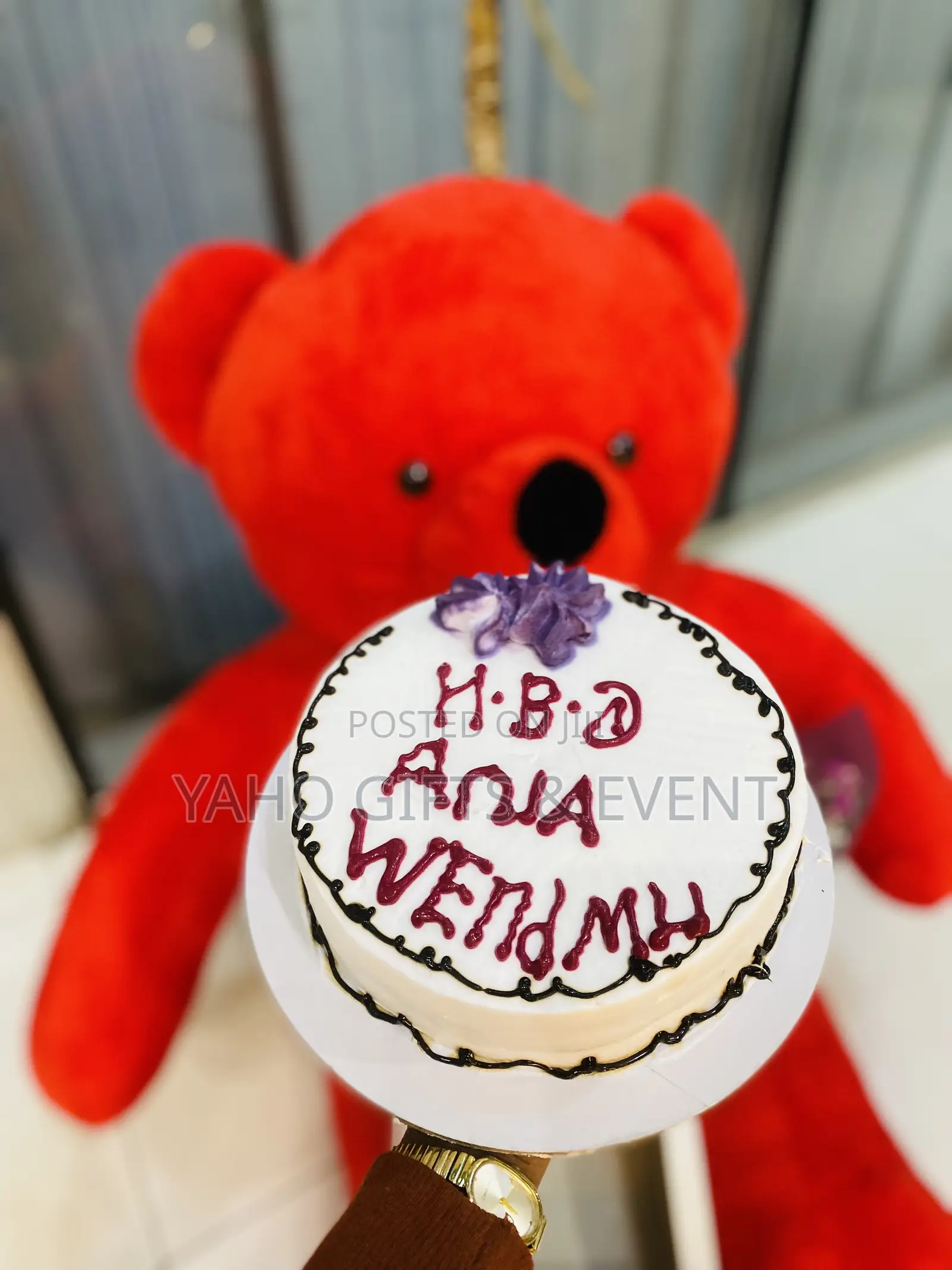3xl Teddy Bear Torta and Flower Gift