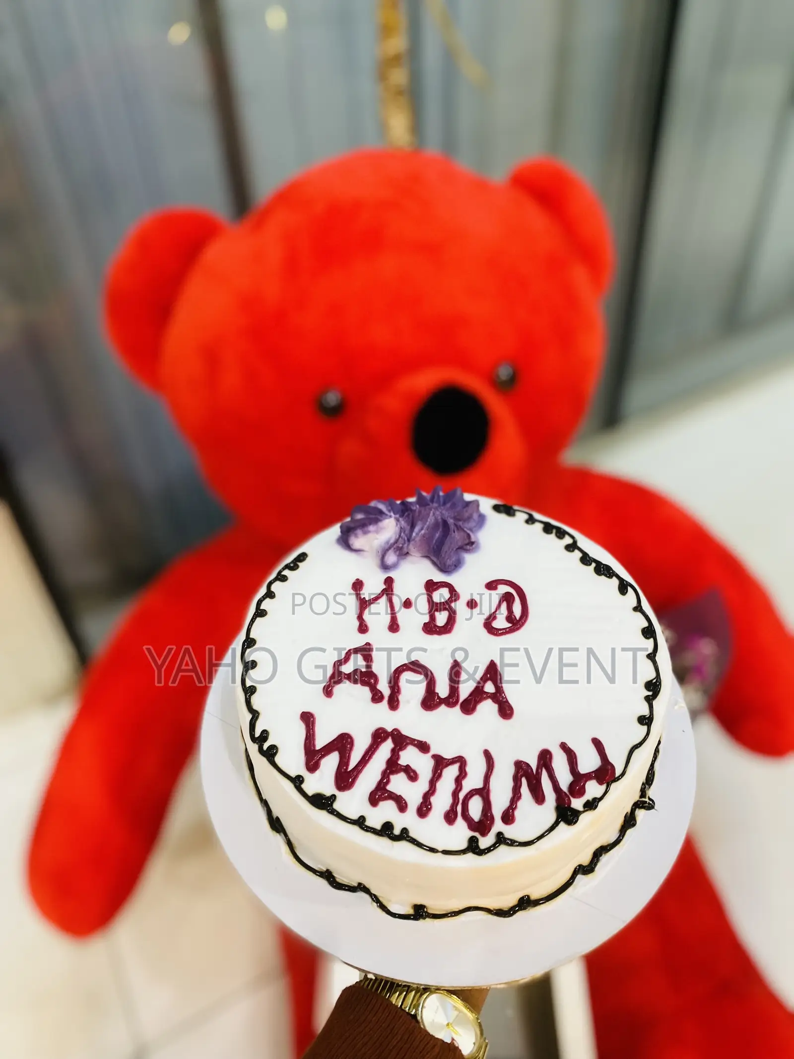 3xl Teddy Bear Torta and Flower Gift