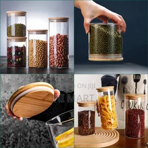 4pcs Storage Jar With A Sealing Bamboo Lid