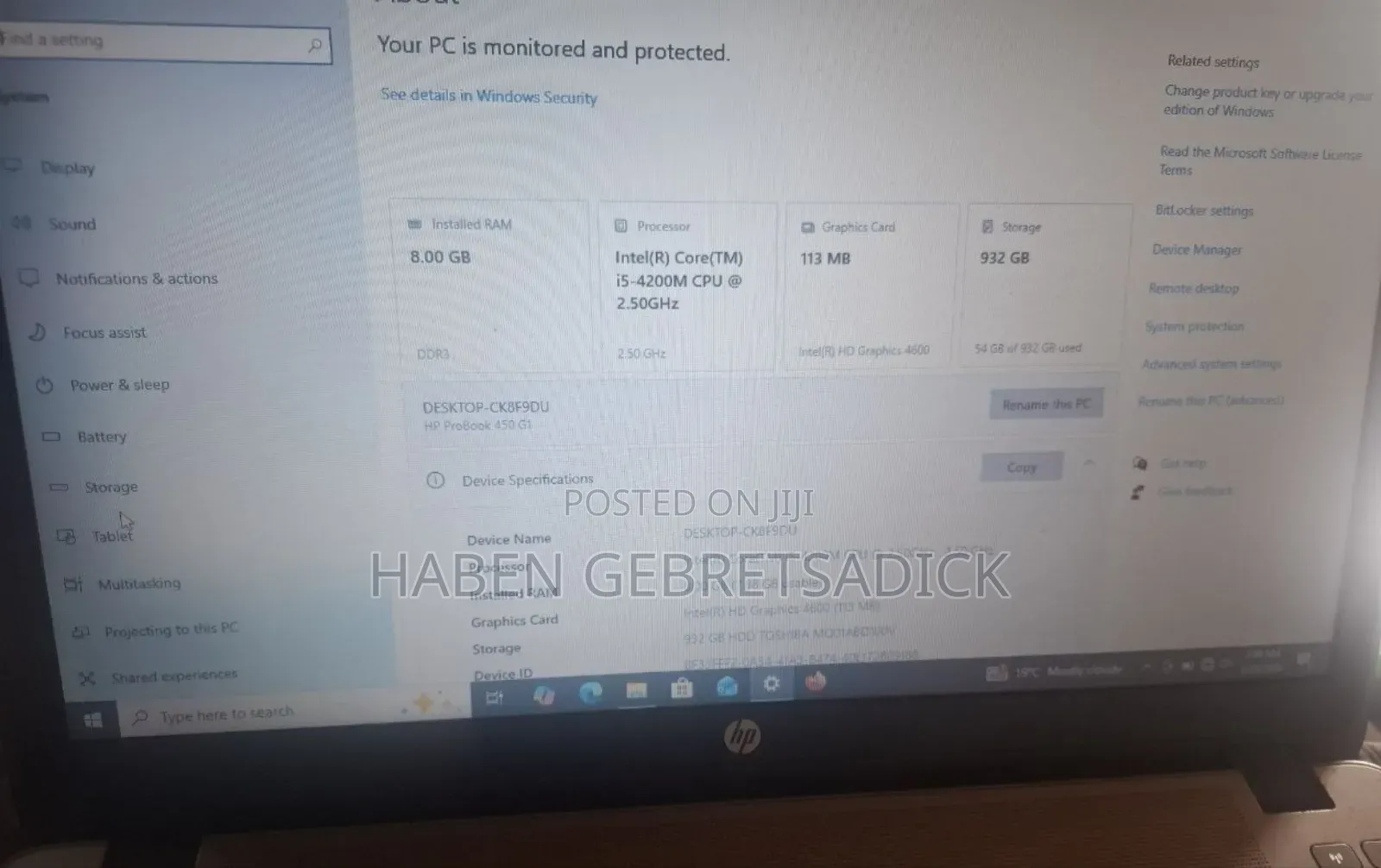 Laptop HP 15-da3007nia 8GB Intel Core i5 HDD 1T