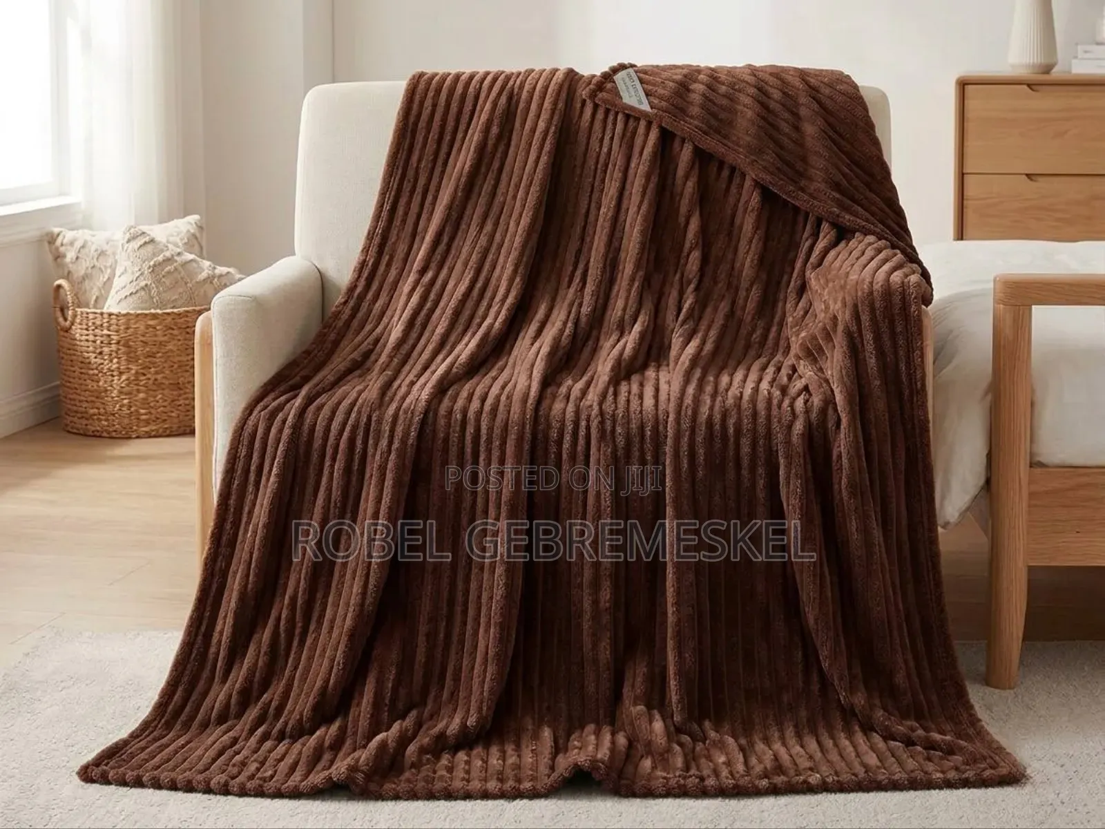 Sofa and Bed Cover ነጭ ጋቢ ለምኔ ሶፋ ላይ ቁጭ ሲሉ ትከሻ ላይ ጣል የሚደረግ