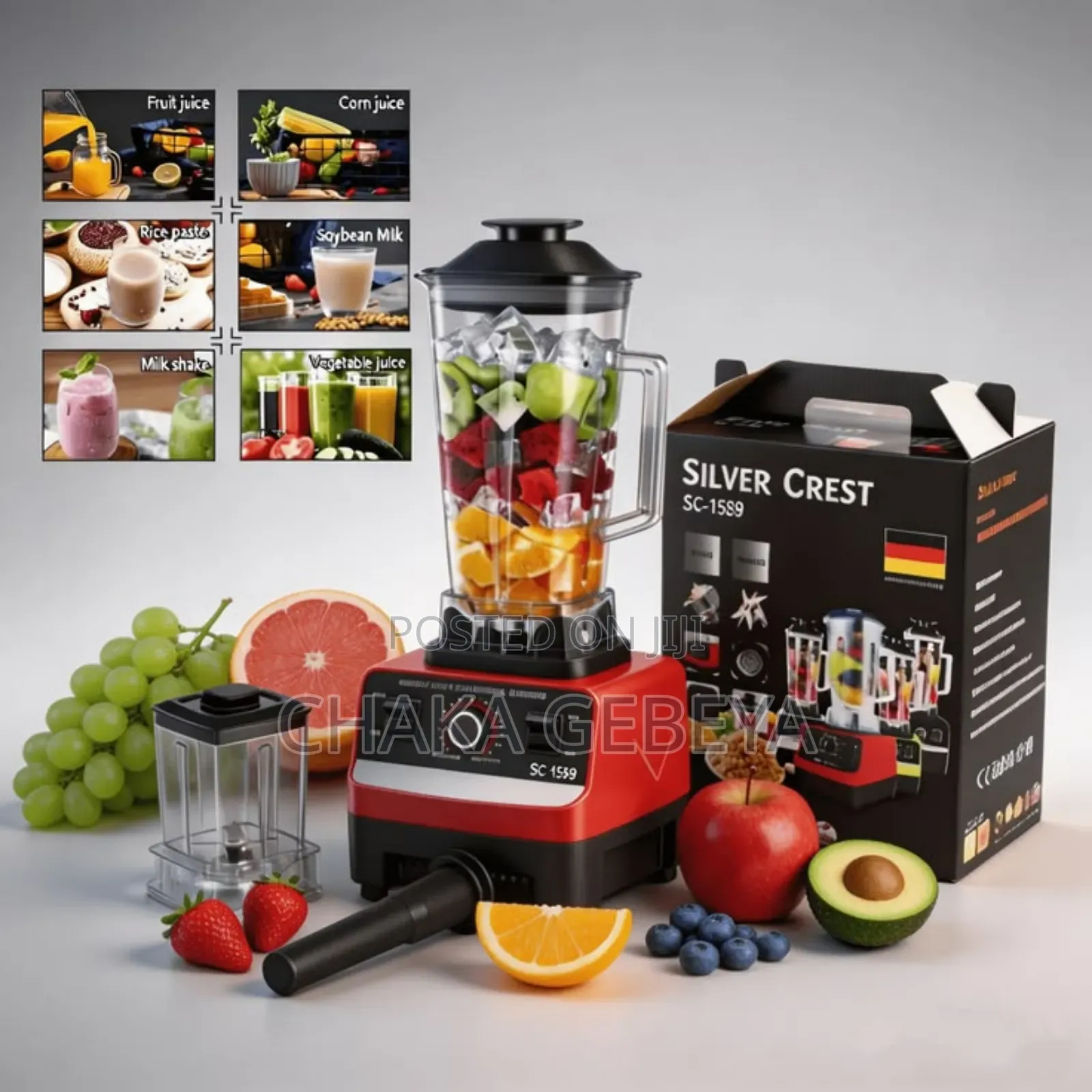 Commercial Blender 2l 6 Stainless Blades,High-Power Motor,Crushes Ice