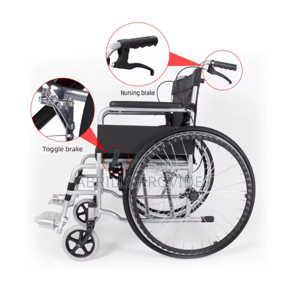 Wheelchair Medical Flip Armrest Detachable Footstool Folding Adult
