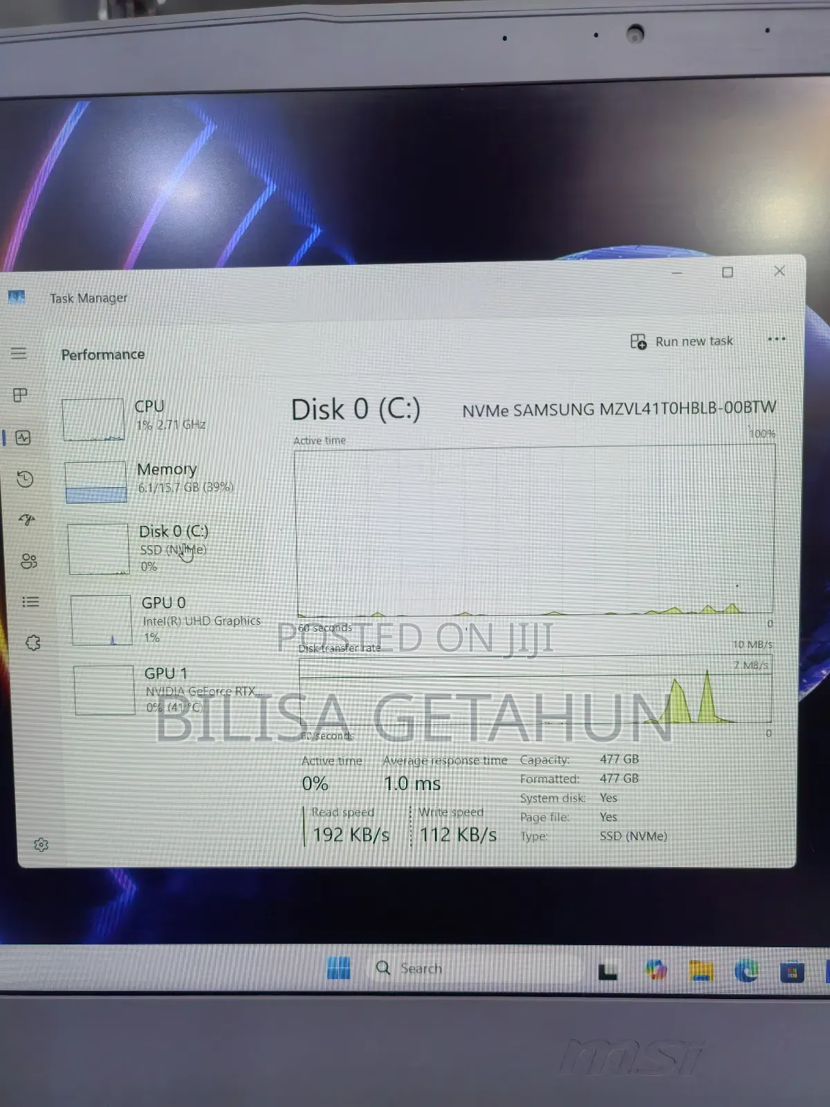 New Laptop MSI GF75 Thin 16GB Intel Core i7 SSD 512GB