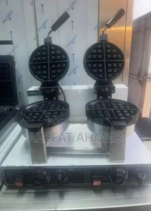 Commercial-Grade Double Rotary Waffle Maker