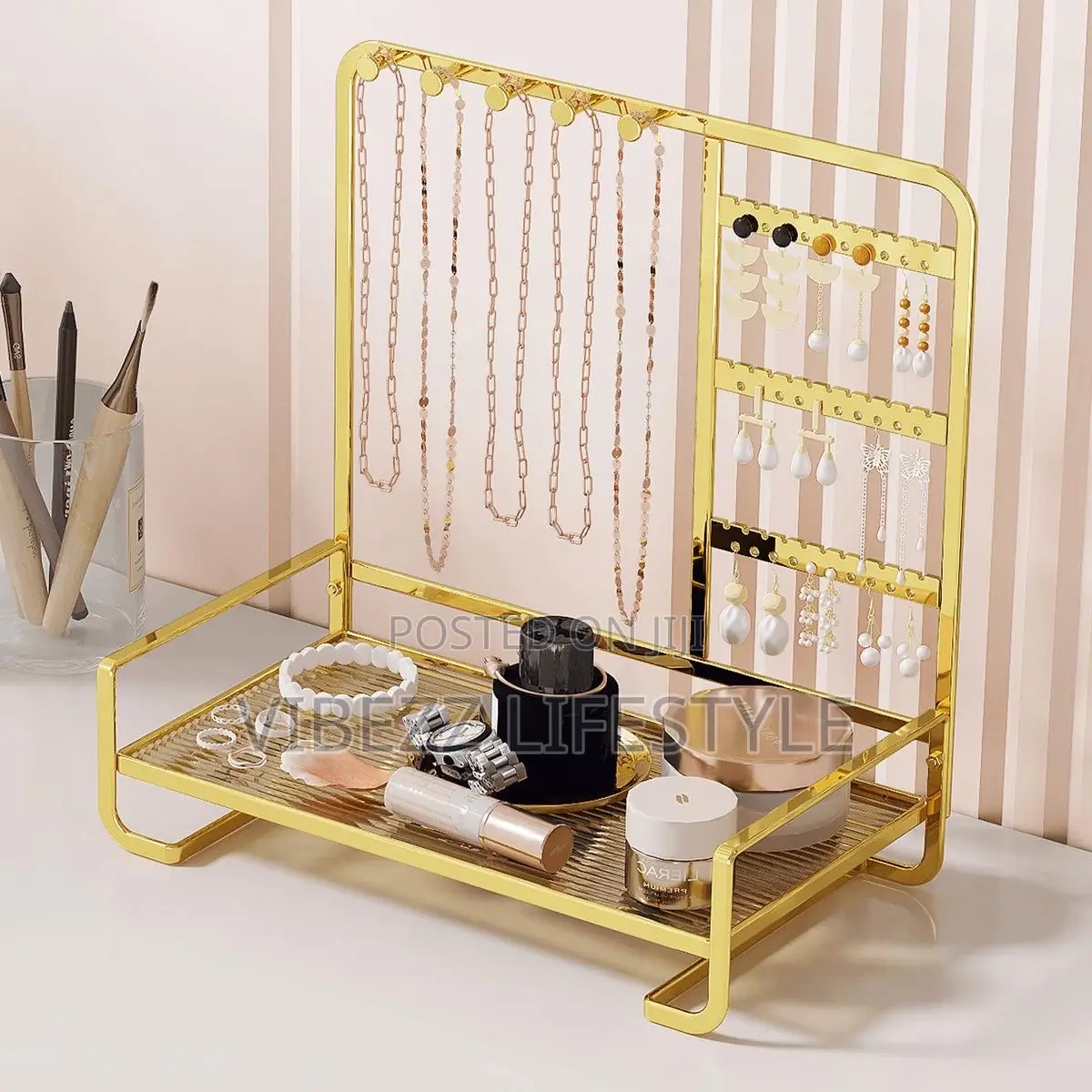 Large Jewelry Display Rack - Holds Necklaces, Earrings, and Watches