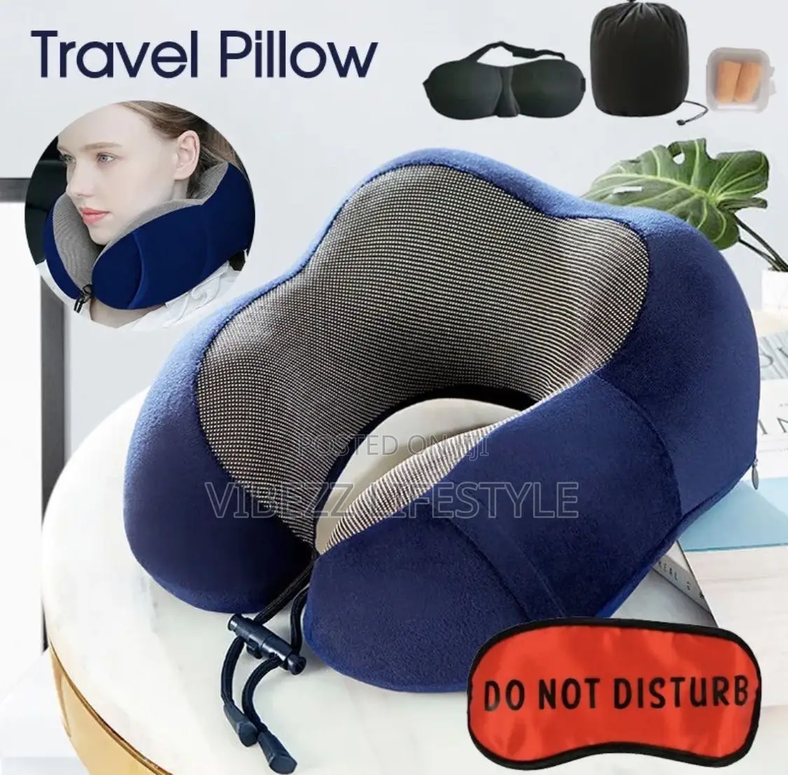 Premium Memory Foam Travel Neck Pillow - Super Soft Support
