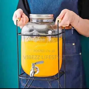 5liters Glass Juice Dispenser With Black Metal Stand