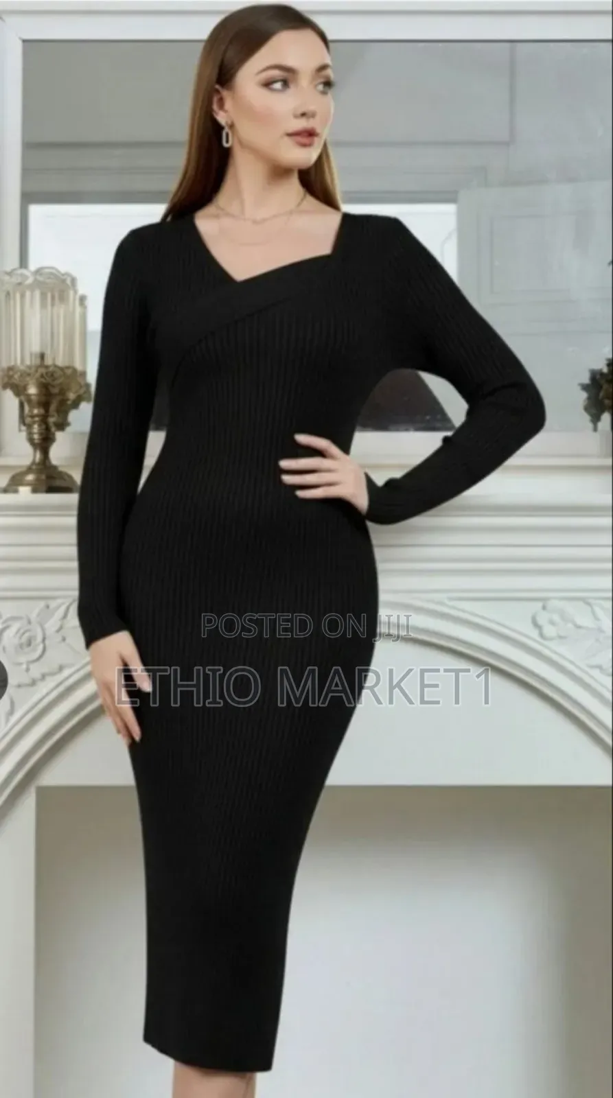 Striped Bodycon Woman's Midi Dress