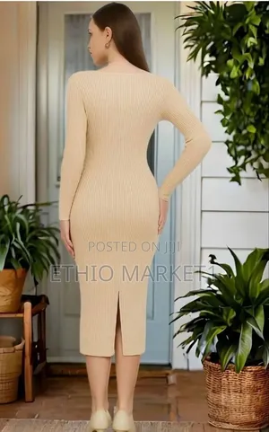 Striped Bodycon Woman's Midi Dress