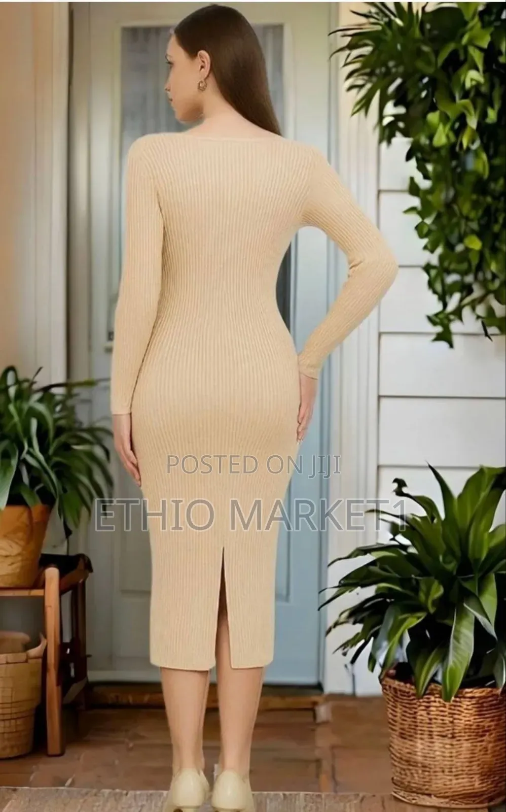 Striped Bodycon Woman's Midi Dress