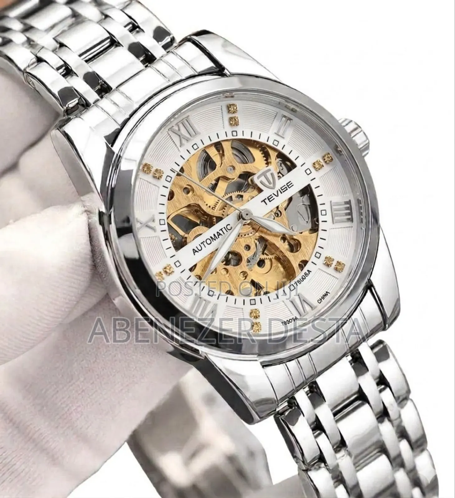 Tevise Brand Automatic Mechanical Skeleton Wristwatch