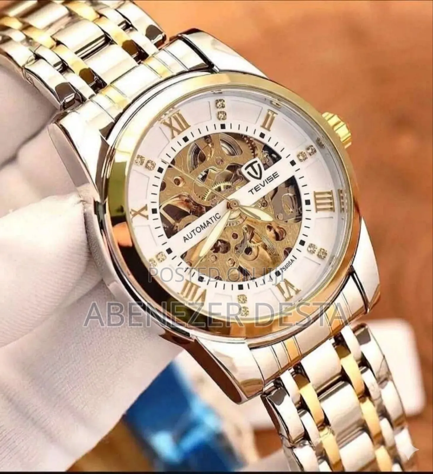 Tevise Brand Automatic Mechanical Skeleton Wristwatch