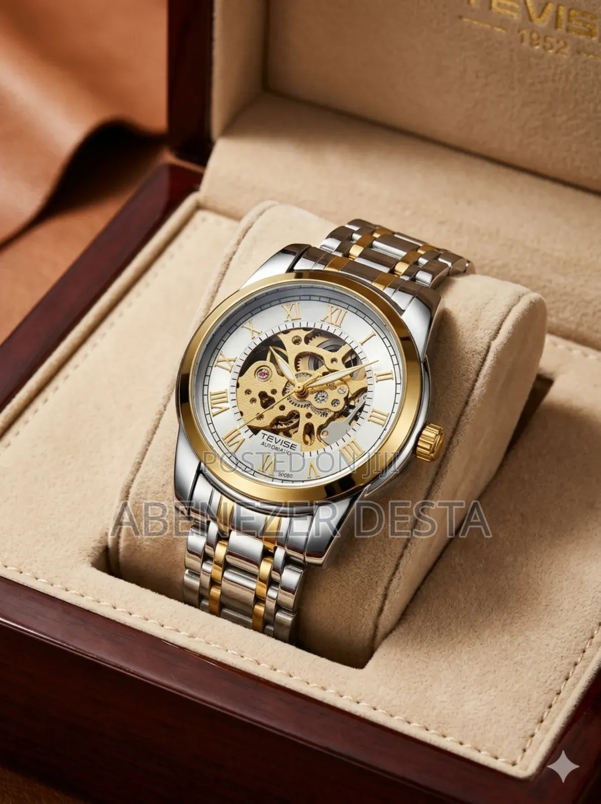 Image Is a Tevise Luxury Skeleton Automatic Watch.