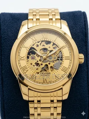Golden Tevise Automatic Skeleton Mechanical Watch.