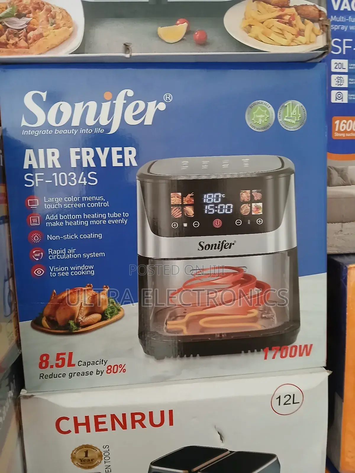Sonifer Sf-1034s Air Fryer. Capacity: 8.5 Liters. Power: 1700w.