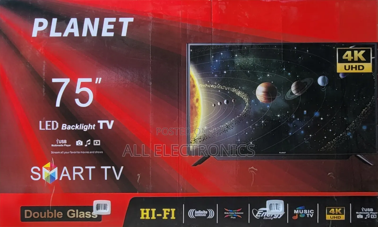 Planet 75''inch Double Glass Tv