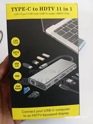 11 In 1 Type-c Usb Hub Adapter, Hdmi, Vga Cable, Lan Cable, Sd Card