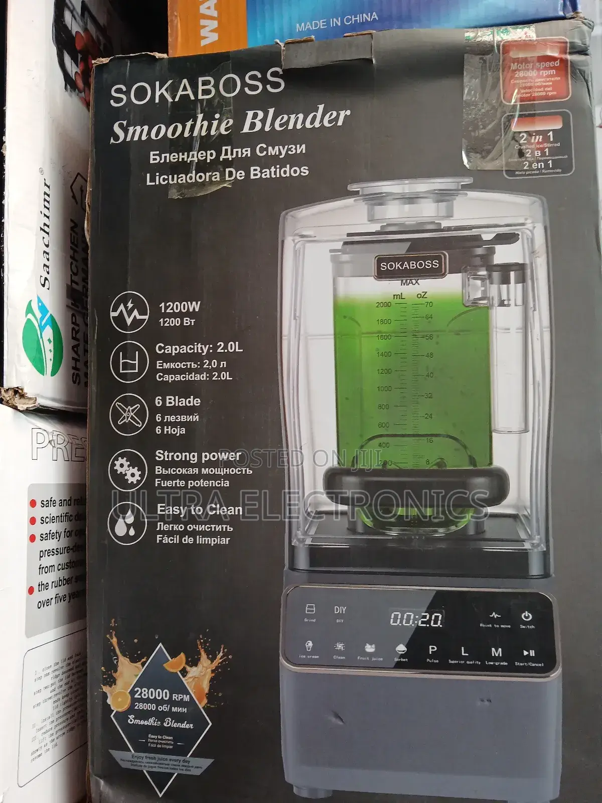 Sokaboss Smoothie Blender, Featured With a Soundproof Enclosure