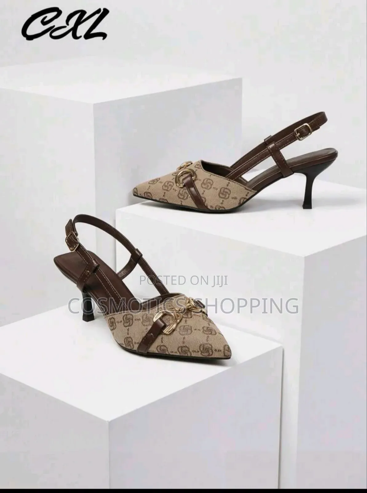 Brown Heel Shoes With Bag