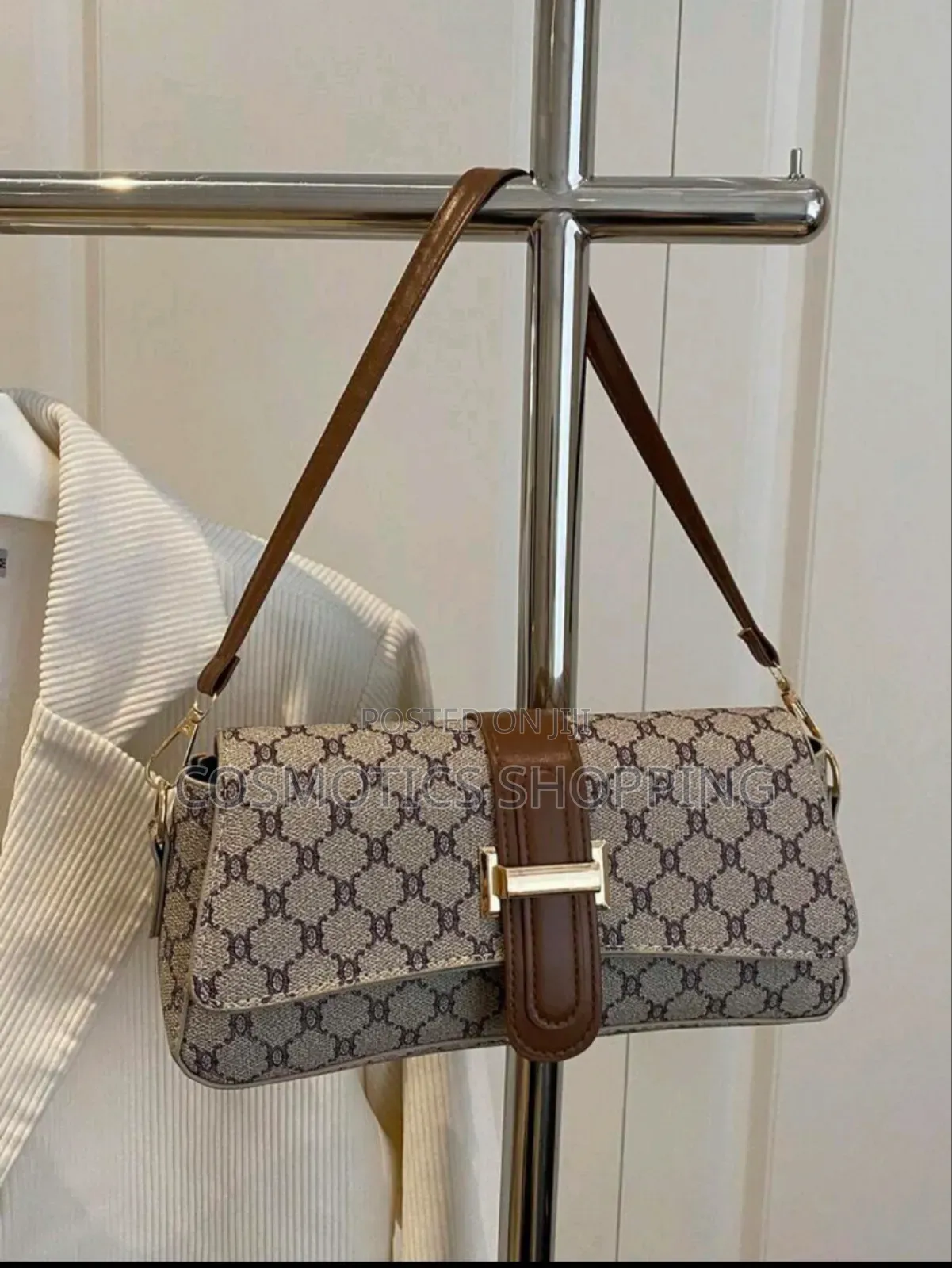 Brown Heel Shoes With Bag
