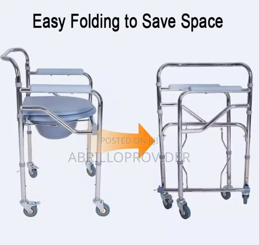 Toilet Folding Commode Chair Therapy Supplies Adjustable Seat Commode