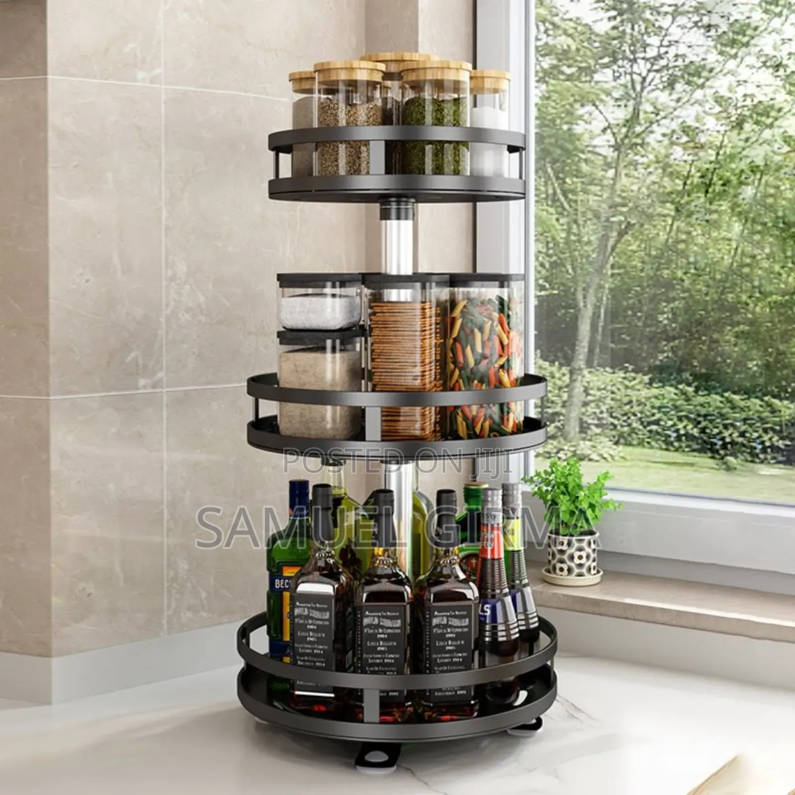 60 Cm ቁመት ያለው 360° Rotating Storage Rack