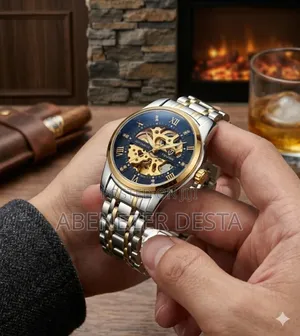 Tevise T9005 Series Automatic Skeleton Wristwatch,Featuring A Two-tone