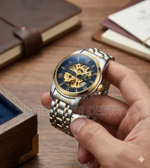 Tevise T9005 Series Automatic Skeleton Wristwatch,Featuring A Two-tone