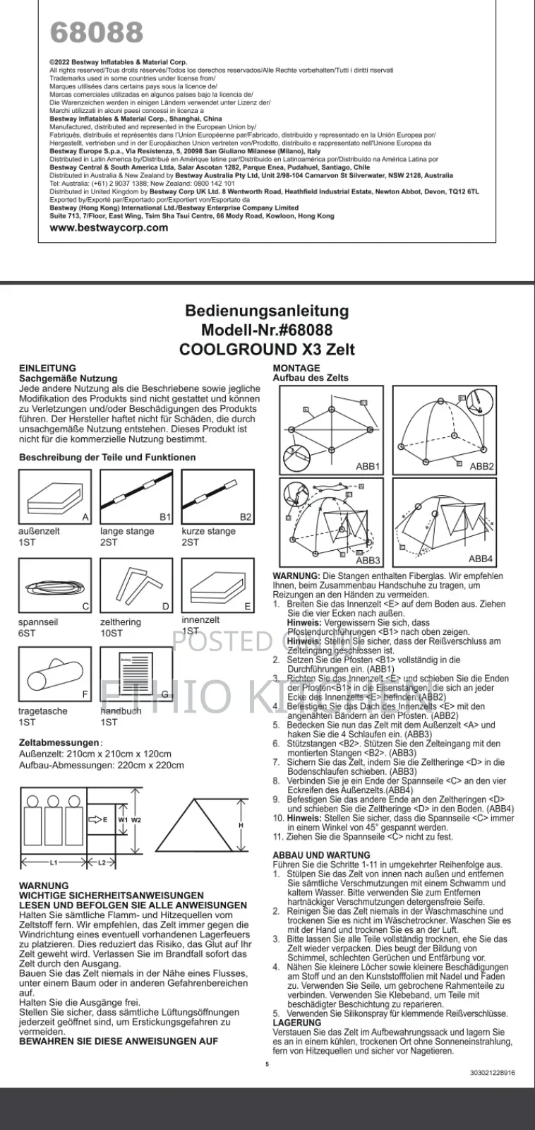 Best Way Original 3 Person Tent