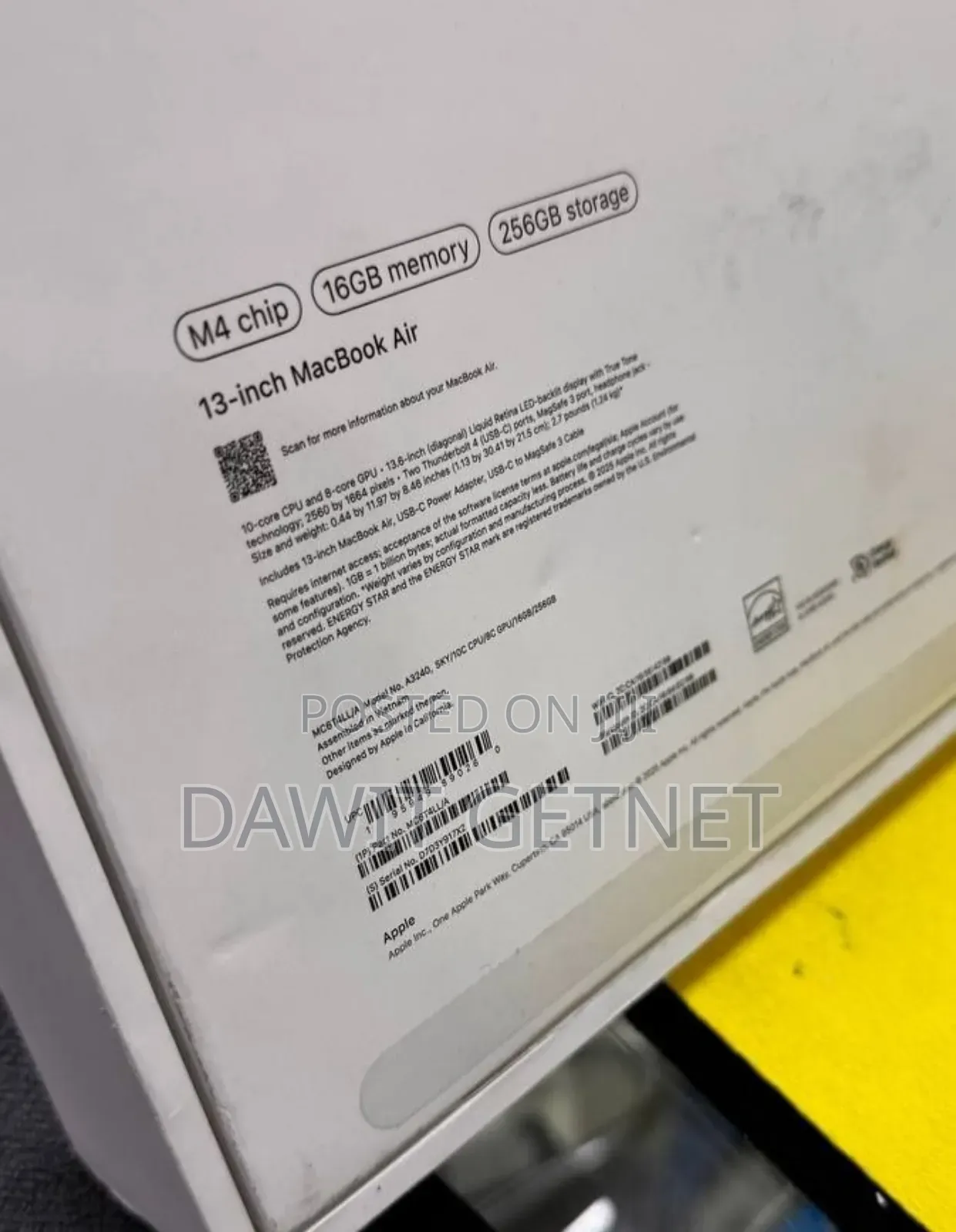New Laptop Apple MacBook Air 2025 M4 13-inch 16GB Apple M4 SSD 256GB