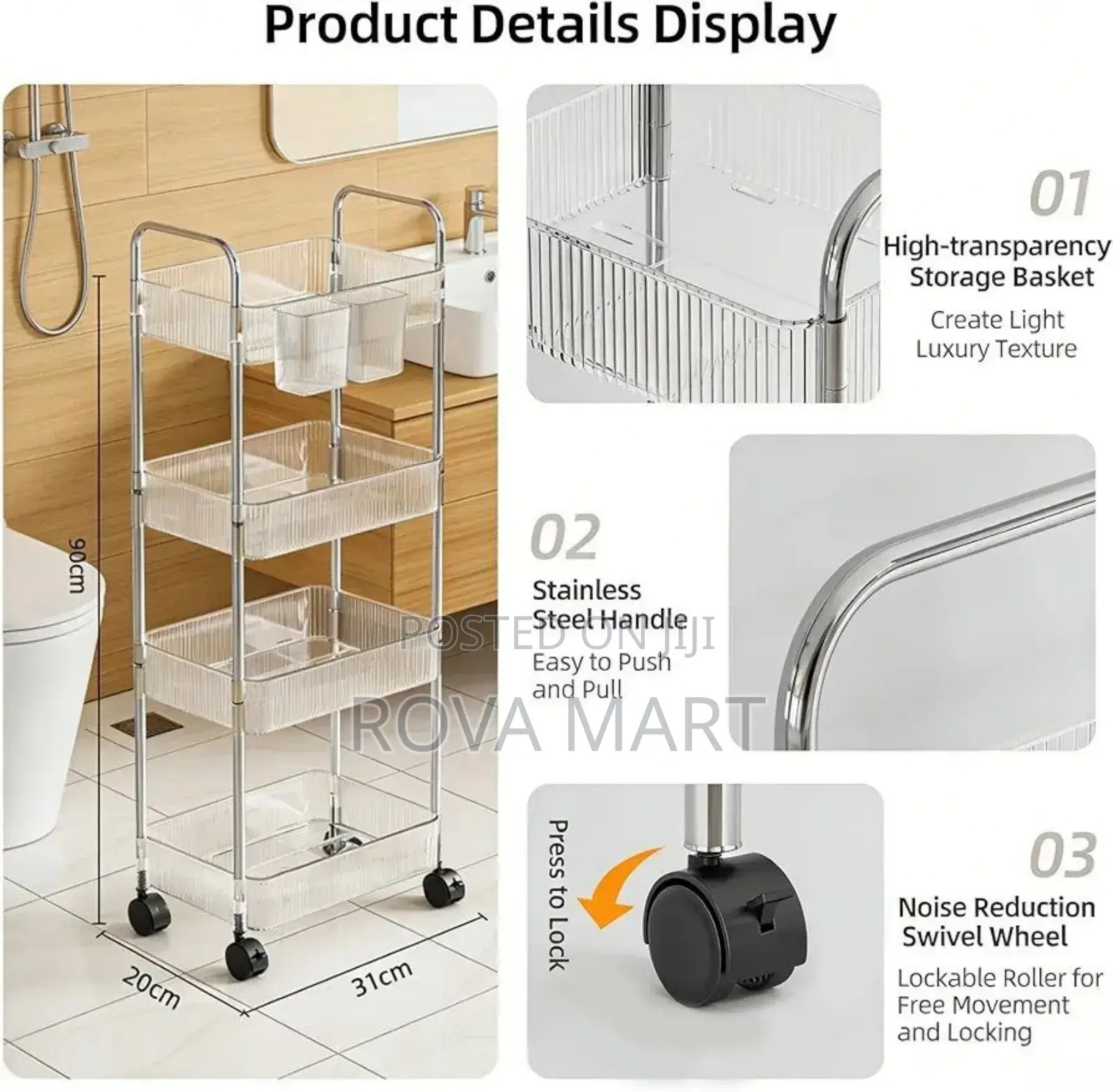 4-layer Movable Kitchen Storage Rack/Shelf