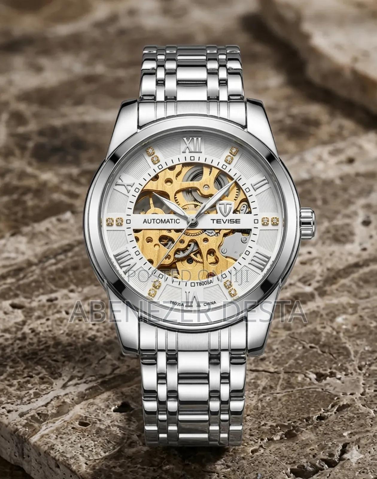 Tevise T9005a Automatic Mechanical Skeleton Wristwatch.