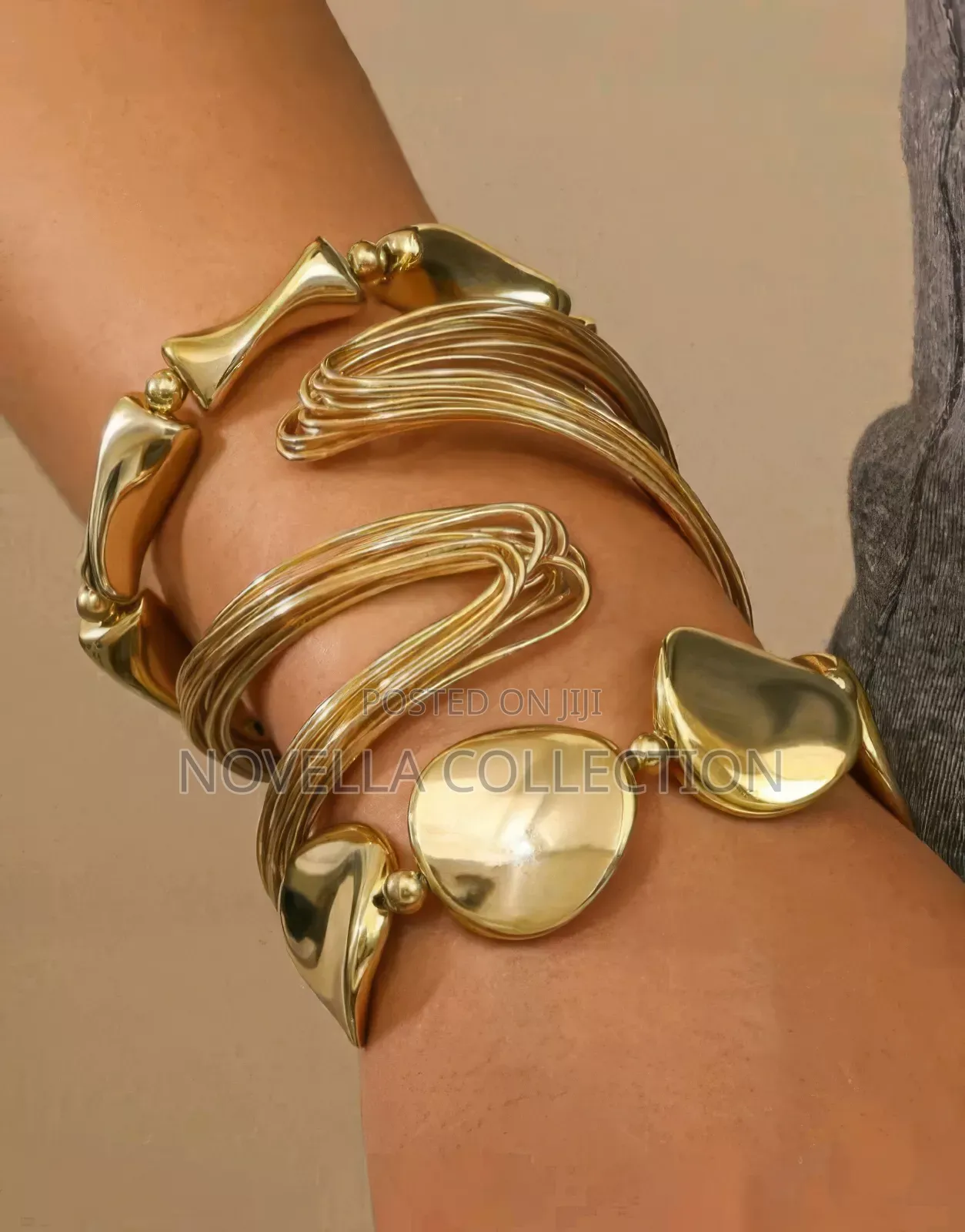 3pcs Asymmetrical Geometric Bangle Bracelet Set