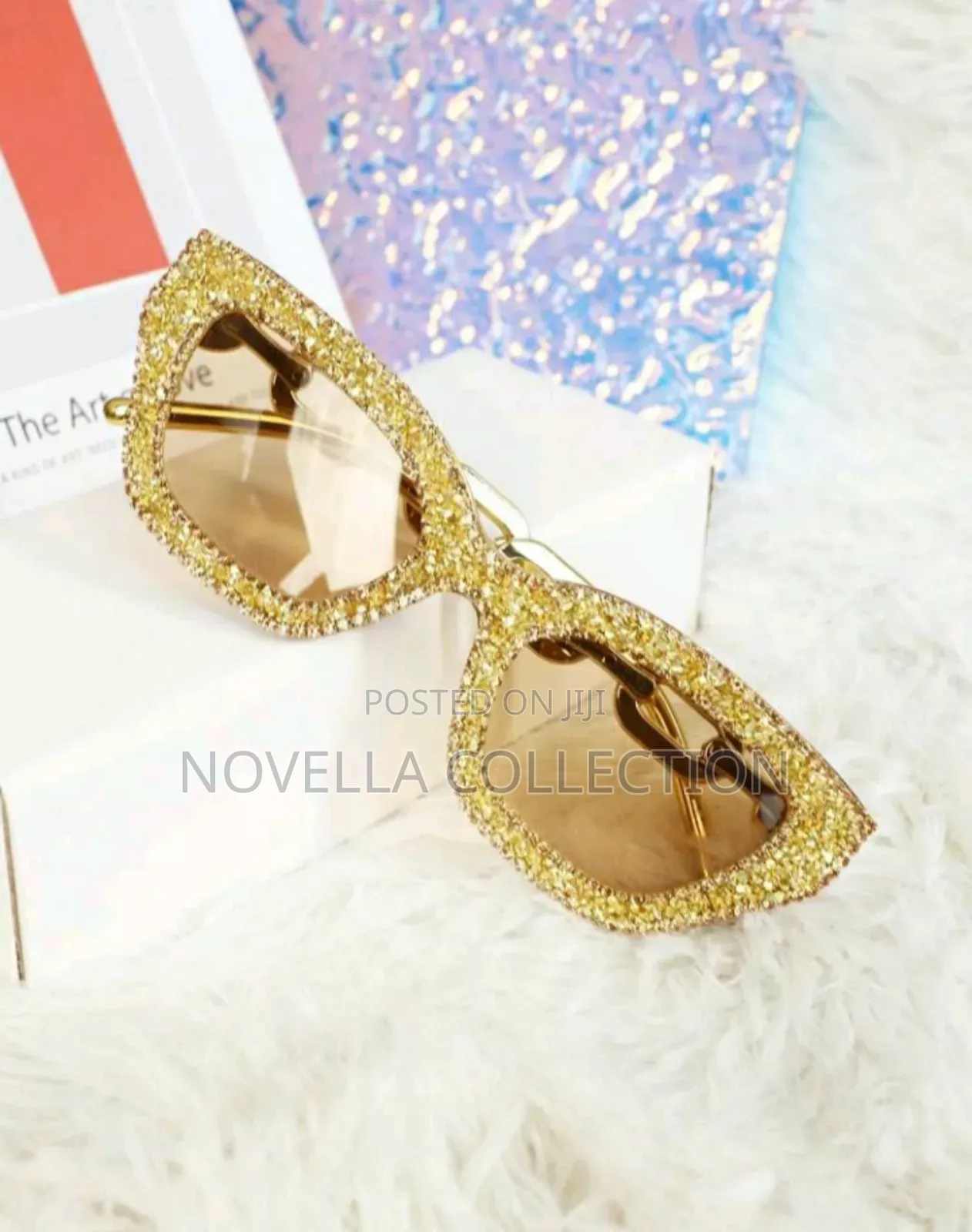 1 Piece Cateye Shape Bling Gold Shades Decoration Fashion Glasses