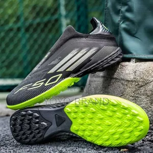 Black Soccer Cleat With Neon Green Sole Futsal Soccer Cleats